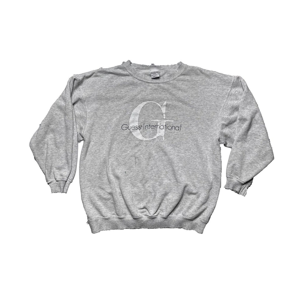 Vintage Guess International Size M Crewneck Sweatshirt Made in USA Gray Men's